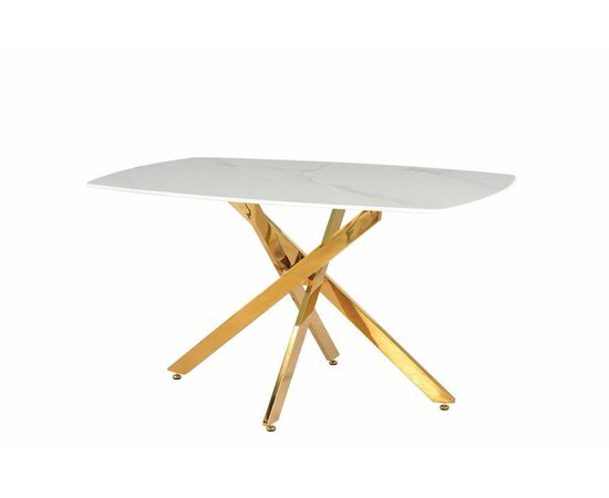 Стол обеденный Элис Рэк BS1803-140WT,140х80х76 см, белый/золото, изображение 3 | Интернет магазин мебели и декора LifeDekor