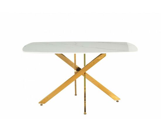 Стол обеденный Элис Рэк BS1803-140WT,140х80х76 см, белый/золото | Интернет магазин мебели и декора LifeDekor