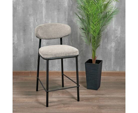 Стул полубарный Lucas 2 латте шенилл с чёрными ножками, изображение 11 | Интернет магазин мебели и декора LifeDekor