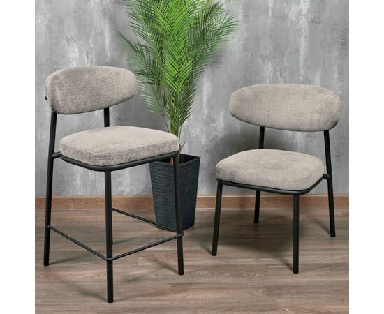 Стул полубарный Lucas 2 латте шенилл с чёрными ножками, изображение 10 | Интернет магазин мебели и декора LifeDekor