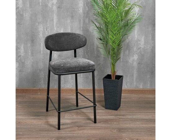 Стул полубарный Lucas 2 серый шенилл с чёрными ножками, изображение 11 | Интернет магазин мебели и декора LifeDekor