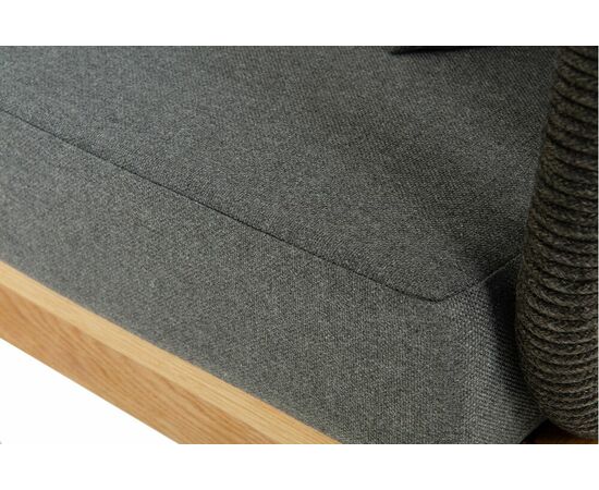 "Каталония" диван модульный плетеный из роупа, основание дуб, роуп темно-серый круглый, ткань темно-серая 027, изображение 4 | Интернет магазин мебели и декора LifeDekor