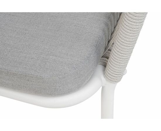 "Марсель" стул плетеный из роупа, каркас алюминий белый муар, роуп светло-серый меланж круглый tex, ткань светло-серая, изображение 6 | Интернет магазин мебели и декора LifeDekor