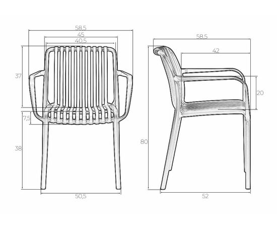 Стул обеденный DOBRIN WALTER ARM, темно-серый (GR-04), Вариант: тёмно-серый (GR-04), изображение 9 | Интернет магазин мебели и декора LifeDekor