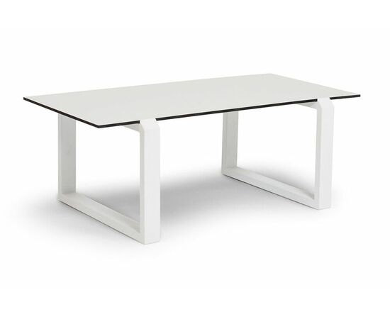 "Варадеро" журнальный стол из HPL 110х60 H43, каркас алюминий белый муар, цвет столешницы "молочный" | Интернет магазин мебели и декора LifeDekor