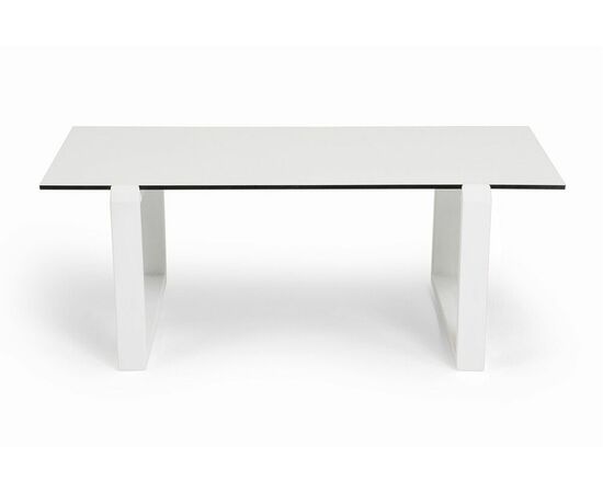 "Варадеро" журнальный стол из HPL 110х60 H43, каркас алюминий белый муар, цвет столешницы "молочный", изображение 2 | Интернет магазин мебели и декора LifeDekor