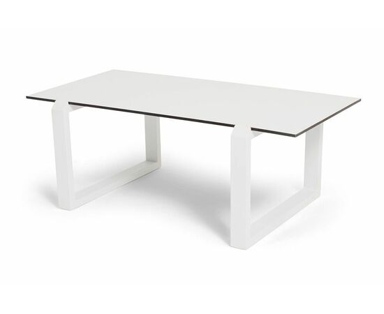 "Варадеро" журнальный стол из HPL 110х60 H43, каркас алюминий белый муар, цвет столешницы "молочный", изображение 3 | Интернет магазин мебели и декора LifeDekor