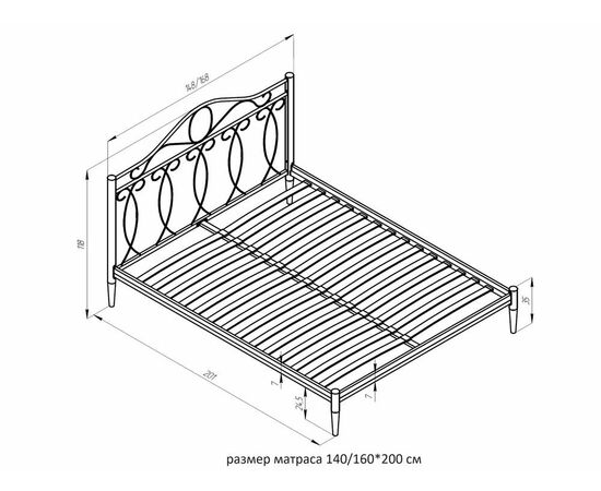 Кровать ЭЛЕГИЯ 160, черный, изображение 3 | Интернет магазин мебели и декора LifeDekor