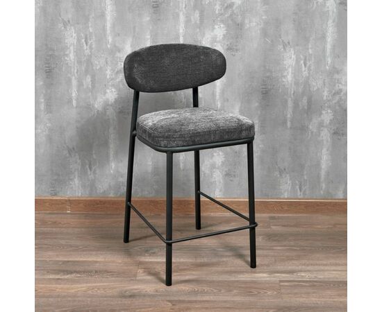 Стул полубарный Lucas 2 серый шенилл с чёрными ножками, изображение 12 | Интернет магазин мебели и декора LifeDekor