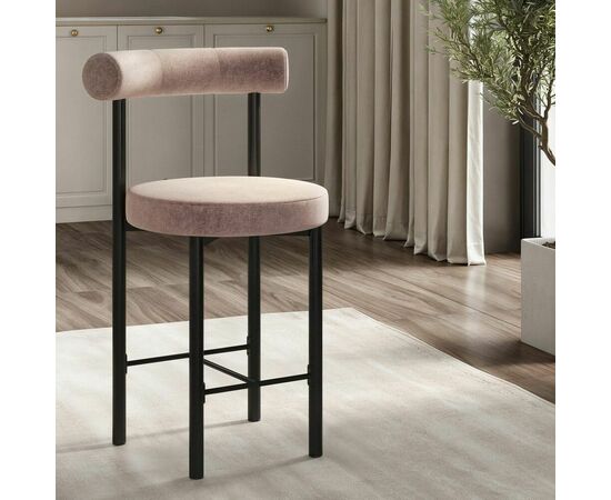 Стул полубарный Biggi, шенил Puffy beige / опоры черные, изображение 4 | Интернет магазин мебели и декора LifeDekor