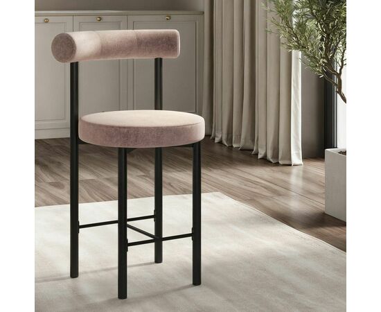 Стул полубарный Biggi, шенил Puffy beige / опоры черные, изображение 7 | Интернет магазин мебели и декора LifeDekor