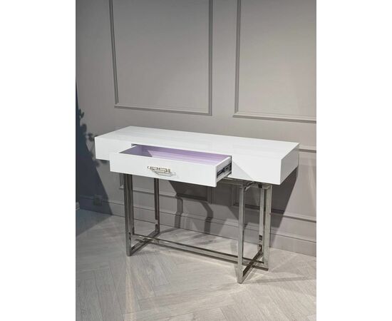 Стол-консоль Гарда-1 P-MJ-003, 120х40х76 см, белый/хром, изображение 2 | Интернет магазин мебели и декора LifeDekor