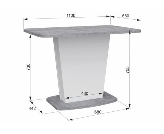 Стол деревянный Комфорт цемент светлый / белый, изображение 3 | Интернет магазин мебели и декора LifeDekor