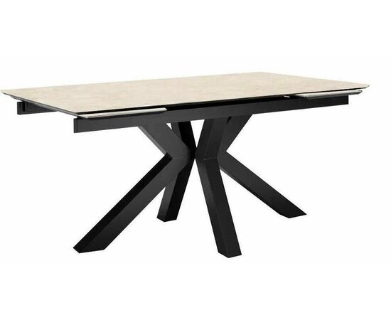 Стол DikLine SFE160 Керамика Krater Perla (бежевый матовый)/подстолье черное/опоры черные (2 уп.) | Интернет магазин мебели и декора LifeDekor