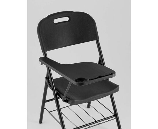 Стул складной банкетный со столиком и полкой черный, изображение 7 | Интернет магазин мебели и декора LifeDekor
