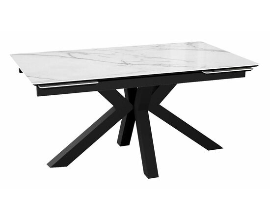Стол DikLine SFE140 Керамика Tianshan White (белый полуглянец)/подстолье черное/опоры черные (2 уп.) | Интернет магазин мебели и декора LifeDekor