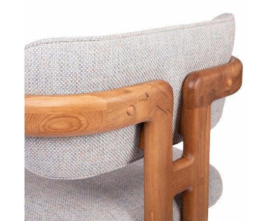 Стул полубарный Rich рогожка бежево-голубая с ножками цвета орех, изображение 4 | Интернет магазин мебели и декора LifeDekor