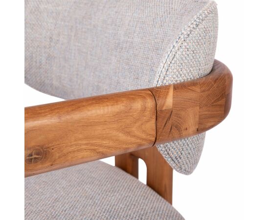 Стул полубарный Rich рогожка бежево-голубая с ножками цвета орех, изображение 5 | Интернет магазин мебели и декора LifeDekor