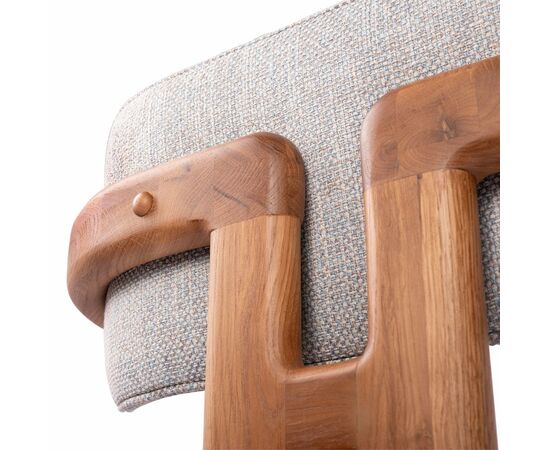 Стул Rich рогожка бежево-голубая с ножками цвета орех, изображение 5 | Интернет магазин мебели и декора LifeDekor