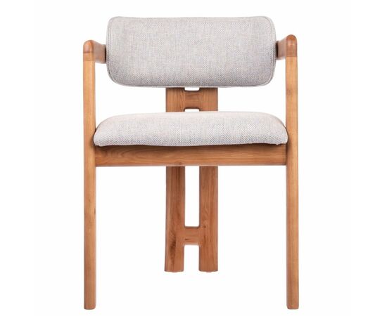 Стул Rich рогожка бежево-голубая с ножками цвета орех, изображение 2 | Интернет магазин мебели и декора LifeDekor