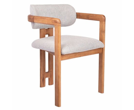 Стул Rich рогожка бежево-голубая с ножками цвета орех | Интернет магазин мебели и декора LifeDekor