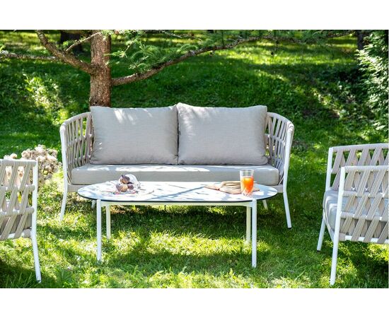 "Форли" лаунж-зона 4-местная плетеная из роупа (веревки), каркас алюминиевый светло-серый, роуп серо-коричневый, изображение 9 | Интернет магазин мебели и декора LifeDekor