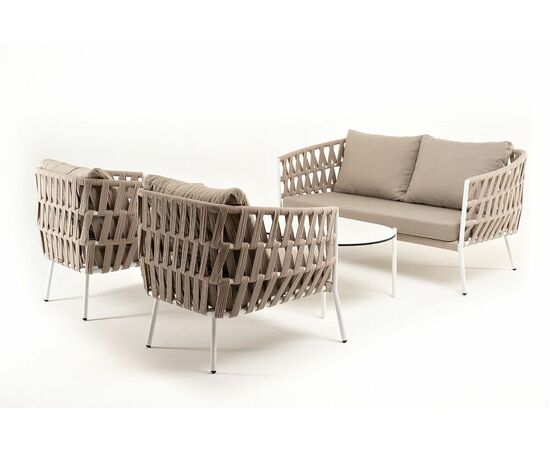 "Форли" лаунж-зона 4-местная плетеная из роупа (веревки), каркас алюминиевый светло-серый, роуп серо-коричневый, изображение 22 | Интернет магазин мебели и декора LifeDekor