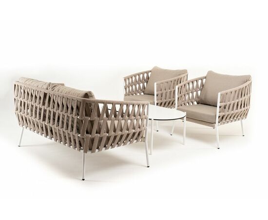 "Форли" лаунж-зона 4-местная плетеная из роупа (веревки), каркас алюминиевый светло-серый, роуп серо-коричневый, изображение 23 | Интернет магазин мебели и декора LifeDekor