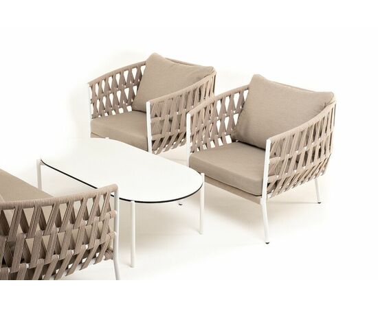 "Форли" лаунж-зона 4-местная плетеная из роупа (веревки), каркас алюминиевый светло-серый, роуп серо-коричневый, изображение 25 | Интернет магазин мебели и декора LifeDekor