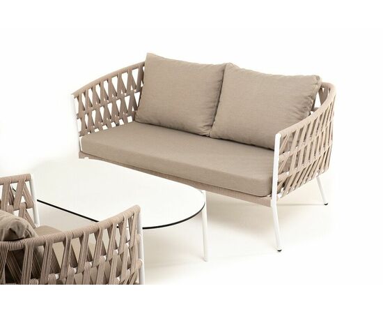 "Форли" лаунж-зона 4-местная плетеная из роупа (веревки), каркас алюминиевый светло-серый, роуп серо-коричневый, изображение 26 | Интернет магазин мебели и декора LifeDekor