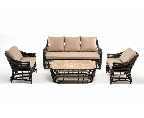 "Ницца" лаунж-зона из искусственного ротанга, цвет бронзовый, изображение 22 | Интернет магазин мебели и декора LifeDekor