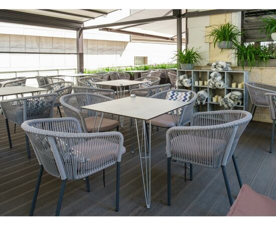 "Руссо" обеденный стол из HPL квадратный 90х90см, цвет молочный, изображение 2 | Интернет магазин мебели и декора LifeDekor