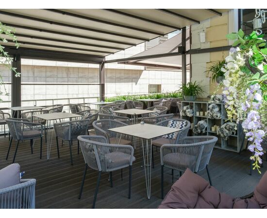 "Руссо" обеденный стол из HPL квадратный 90х90см, цвет молочный, изображение 3 | Интернет магазин мебели и декора LifeDekor