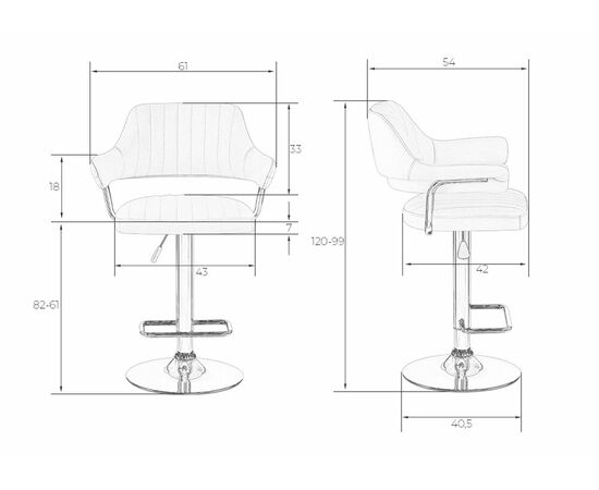 Стул барный DOBRIN CHARLY BLACK, серый твид (LEO11), Вариант: серый твид (LEO11), изображение 9 | Интернет магазин мебели и декора LifeDekor