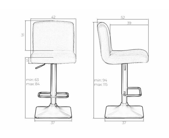 Стул барный DOBRIN LEO, белый букле (13), Вариант: белый букле (13), изображение 8 | Интернет магазин мебели и декора LifeDekor