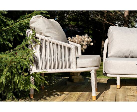 "Верона" лаунж-зона 5-местная плетеная из роупа (веревки), каркас алюминиевый белый, роуп бежевый, изображение 4 | Интернет магазин мебели и декора LifeDekor
