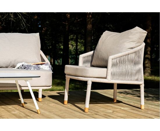 "Верона" лаунж-зона 5-местная плетеная из роупа (веревки), каркас алюминиевый белый, роуп бежевый, изображение 5 | Интернет магазин мебели и декора LifeDekor