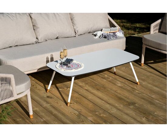 "Верона" лаунж-зона 5-местная плетеная из роупа (веревки), каркас алюминиевый белый, роуп бежевый, изображение 8 | Интернет магазин мебели и декора LifeDekor