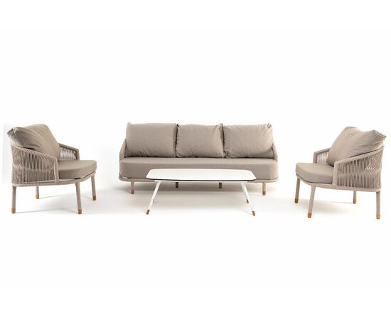 "Верона" лаунж-зона 5-местная плетеная из роупа (веревки), каркас алюминиевый белый, роуп бежевый, изображение 16 | Интернет магазин мебели и декора LifeDekor