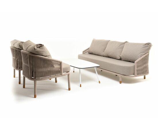 "Верона" лаунж-зона 5-местная плетеная из роупа (веревки), каркас алюминиевый белый, роуп бежевый, изображение 18 | Интернет магазин мебели и декора LifeDekor