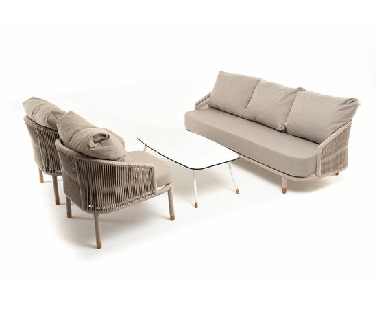 "Верона" лаунж-зона 5-местная плетеная из роупа (веревки), каркас алюминиевый белый, роуп бежевый, изображение 19 | Интернет магазин мебели и декора LifeDekor