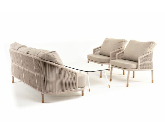 "Верона" лаунж-зона 5-местная плетеная из роупа (веревки), каркас алюминиевый белый, роуп бежевый, изображение 20 | Интернет магазин мебели и декора LifeDekor