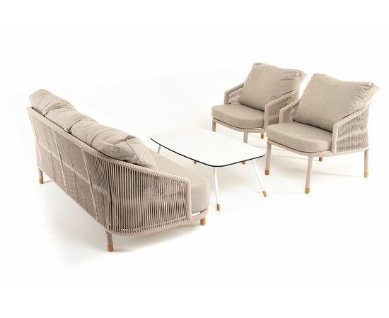 "Верона" лаунж-зона 5-местная плетеная из роупа (веревки), каркас алюминиевый белый, роуп бежевый, изображение 21 | Интернет магазин мебели и декора LifeDekor