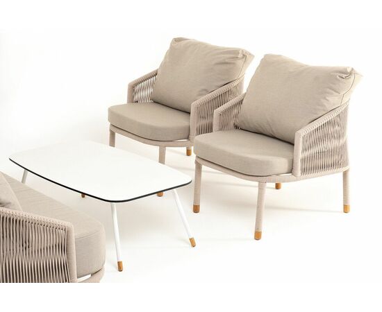 "Верона" лаунж-зона 5-местная плетеная из роупа (веревки), каркас алюминиевый белый, роуп бежевый, изображение 22 | Интернет магазин мебели и декора LifeDekor