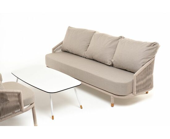 "Верона" лаунж-зона 5-местная плетеная из роупа (веревки), каркас алюминиевый белый, роуп бежевый, изображение 23 | Интернет магазин мебели и декора LifeDekor