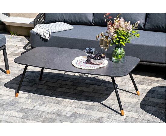 "Лугано" лаунж-зона 5-местная плетеная из роупа (веревки), каркас алюминиевый темно-серый, роуп темно-серый, изображение 7 | Интернет магазин мебели и декора LifeDekor