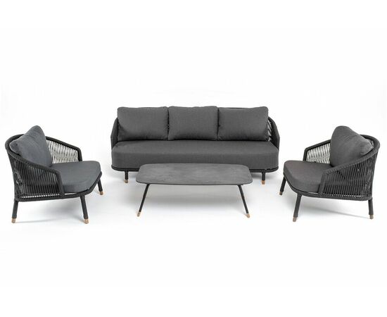 "Лугано" лаунж-зона 5-местная плетеная из роупа (веревки), каркас алюминиевый темно-серый, роуп темно-серый, изображение 15 | Интернет магазин мебели и декора LifeDekor