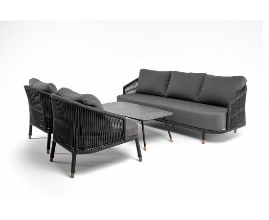 "Лугано" лаунж-зона 5-местная плетеная из роупа (веревки), каркас алюминиевый темно-серый, роуп темно-серый, изображение 16 | Интернет магазин мебели и декора LifeDekor