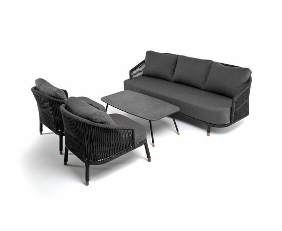 "Лугано" лаунж-зона 5-местная плетеная из роупа (веревки), каркас алюминиевый темно-серый, роуп темно-серый, изображение 17 | Интернет магазин мебели и декора LifeDekor