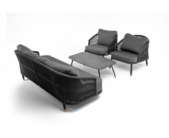 "Лугано" лаунж-зона 5-местная плетеная из роупа (веревки), каркас алюминиевый темно-серый, роуп темно-серый, изображение 18 | Интернет магазин мебели и декора LifeDekor